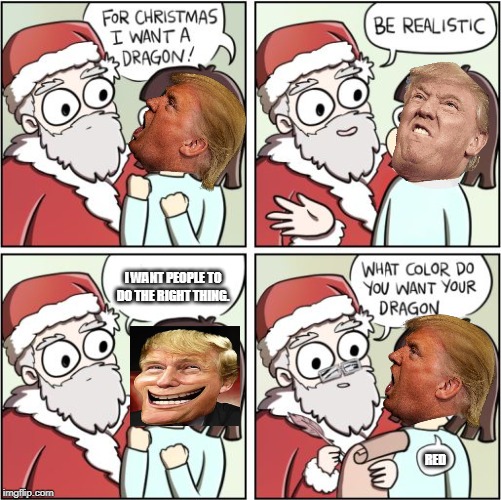 For Christmas I Want a Dragon | I WANT PEOPLE TO DO THE RIGHT THING. RED | image tagged in for christmas i want a dragon | made w/ Imgflip meme maker