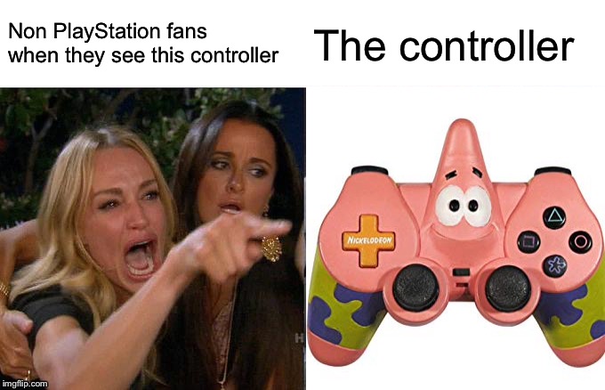 The controller | Non PlayStation fans when they see this controller; The controller | image tagged in patrick star,controller | made w/ Imgflip meme maker