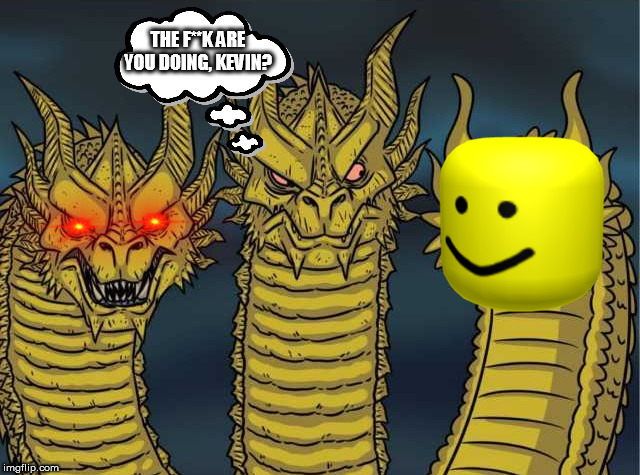 three headed dragon | THE F**K ARE YOU DOING, KEVIN? | image tagged in three headed dragon | made w/ Imgflip meme maker