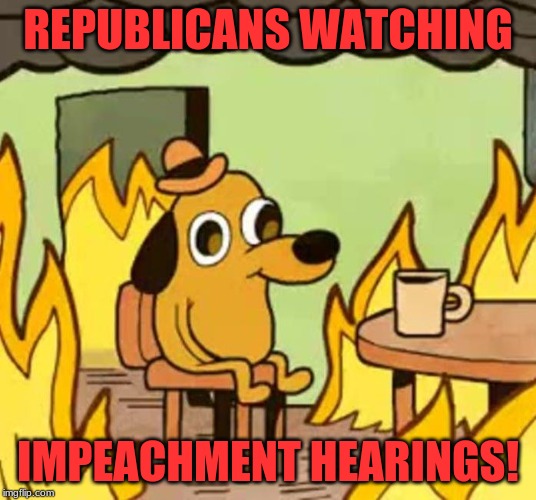 It'll All Be Fine | REPUBLICANS WATCHING; IMPEACHMENT HEARINGS! | image tagged in its fine,donald trump,impeach trump | made w/ Imgflip meme maker