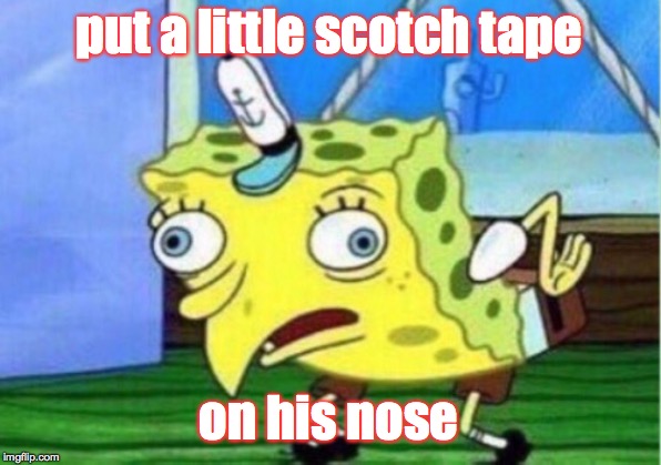 Mocking Spongebob Meme | put a little scotch tape on his nose | image tagged in memes,mocking spongebob | made w/ Imgflip meme maker