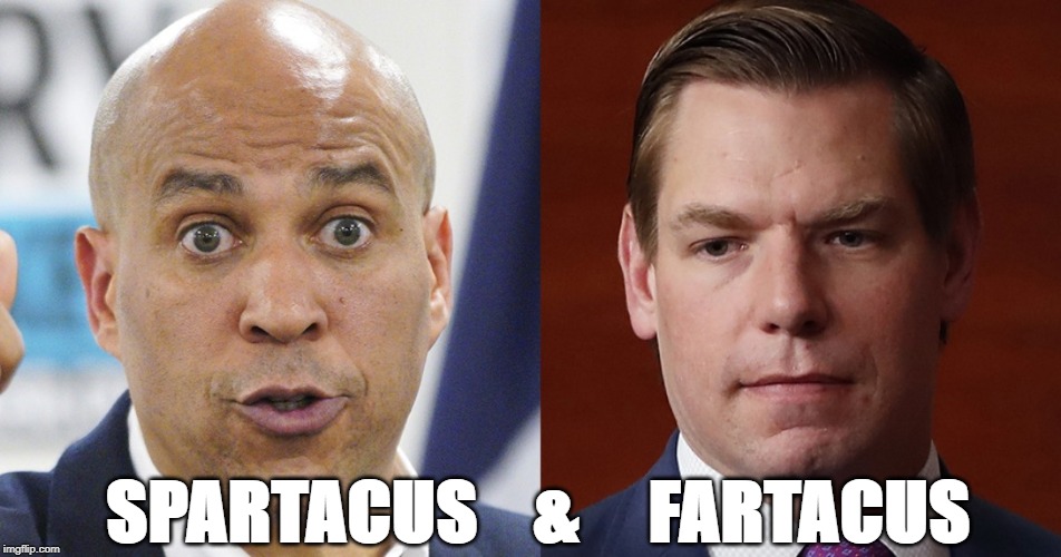 Spartacus Fartacus | SPARTACUS    &     FARTACUS | image tagged in cory booker | made w/ Imgflip meme maker