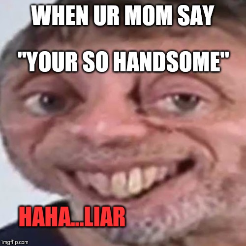 Noice | WHEN UR MOM SAY; "YOUR SO HANDSOME"; HAHA...LIAR | image tagged in noice | made w/ Imgflip meme maker