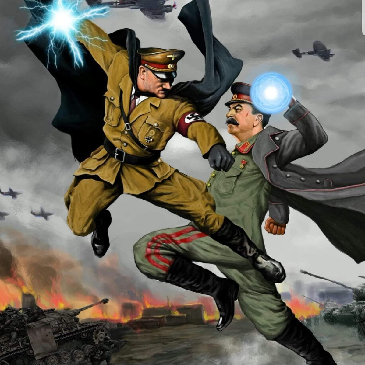 Caption this Meme. aka: Hitler Chidori vs. Stalin Rasengan. 