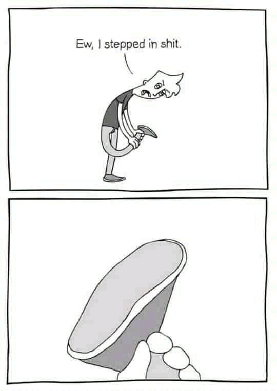 "ewww I stepped in shit...!" Blank Meme Template