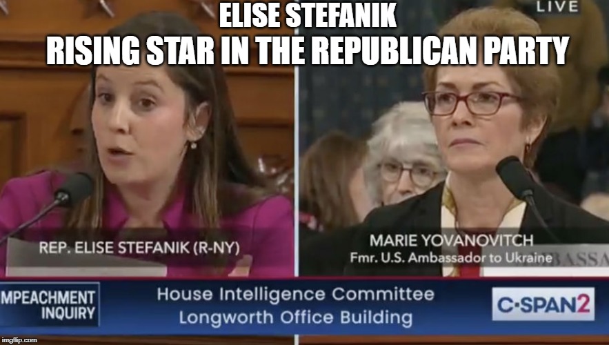 Elise Stefanik, one of the few representatives from NY not afflicted with TDS | ELISE STEFANIK; RISING STAR IN THE REPUBLICAN PARTY | image tagged in elise stefanik | made w/ Imgflip meme maker