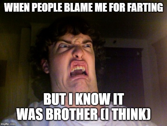 Oh No Meme | WHEN PEOPLE BLAME ME FOR FARTING; BUT I KNOW IT WAS BROTHER (I THINK) | image tagged in memes,oh no | made w/ Imgflip meme maker