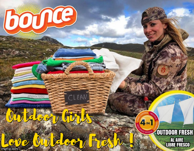 image tagged in bounce,hunter,laundry,outdoors,fresh,wash | made w/ Imgflip meme maker