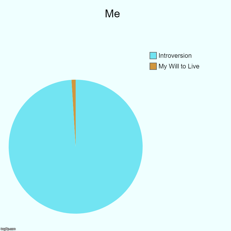 Me  | My Will to Live, Introversion | image tagged in charts,pie charts | made w/ Imgflip chart maker
