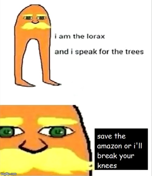 I'll break your knees | image tagged in memes,i speak for the trees,forest,amazon,the lorax,knee | made w/ Imgflip meme maker