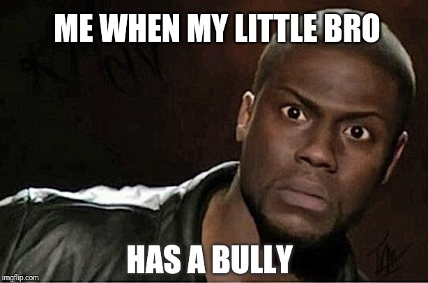 Kevin Hart Meme | ME WHEN MY LITTLE BRO; HAS A BULLY | image tagged in memes,kevin hart | made w/ Imgflip meme maker