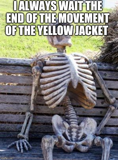 Waiting Skeleton | I ALWAYS WAIT THE END OF THE MOVEMENT OF THE YELLOW JACKET | image tagged in memes,waiting skeleton | made w/ Imgflip meme maker