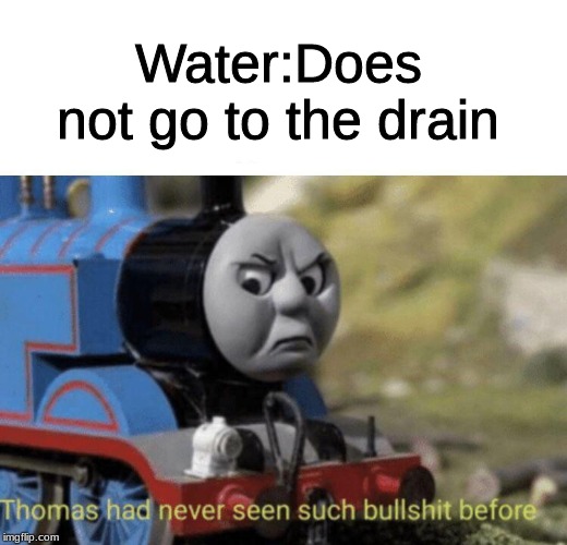 Thomas had never seen such bullshit before | Water:Does not go to the drain | image tagged in thomas had never seen such bullshit before | made w/ Imgflip meme maker