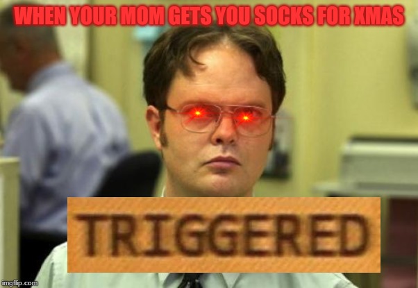 Dwight Schrute Meme | WHEN YOUR MOM GETS YOU SOCKS FOR XMAS | image tagged in memes,dwight schrute | made w/ Imgflip meme maker