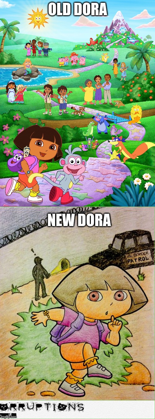 OLD DORA; NEW DORA | image tagged in doras quest | made w/ Imgflip meme maker