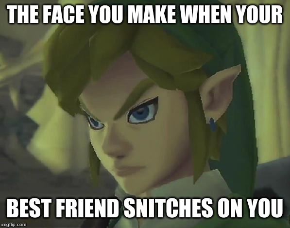 How dare YOU !!!!!!!!! | THE FACE YOU MAKE WHEN YOUR; BEST FRIEND SNITCHES ON YOU | image tagged in angry link | made w/ Imgflip meme maker