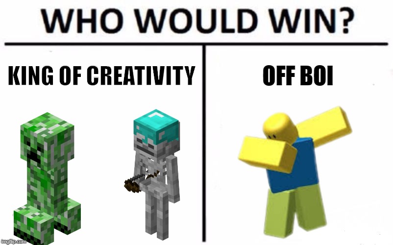 Who Would Win? | KING OF CREATIVITY; OFF BOI | image tagged in memes,who would win | made w/ Imgflip meme maker