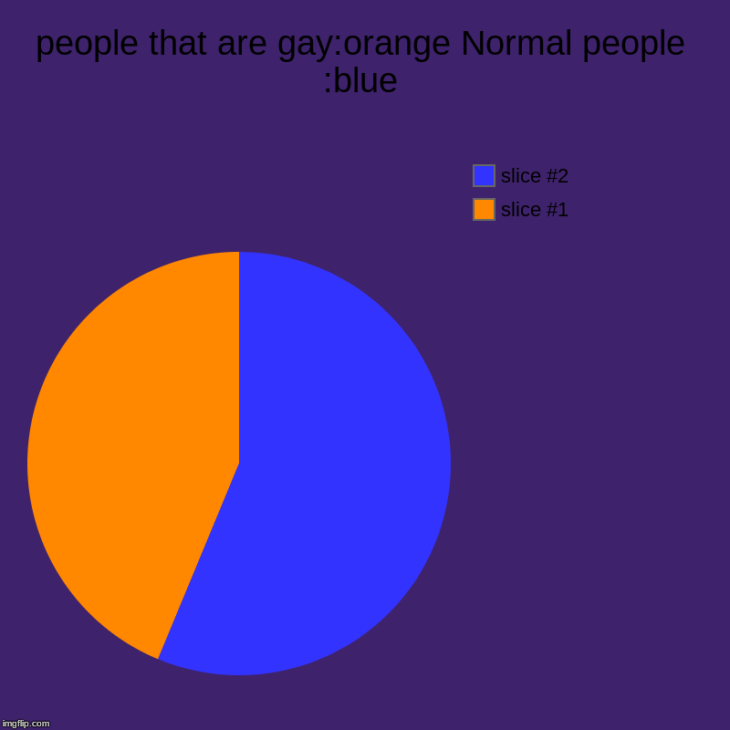 people that are gay:orange Normal people :blue | | image tagged in charts,pie charts | made w/ Imgflip chart maker