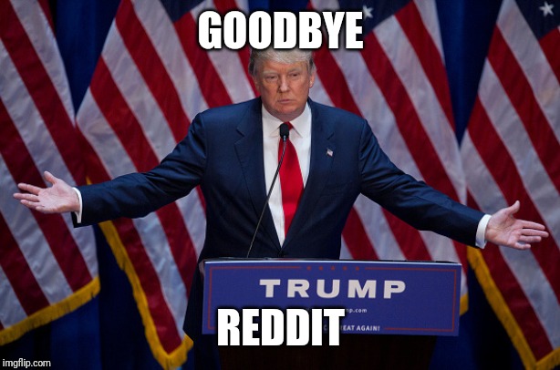 Donald Trump | GOODBYE REDDIT | image tagged in donald trump | made w/ Imgflip meme maker