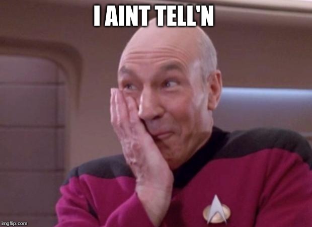 Picard smirk | I AINT TELL'N | image tagged in picard smirk | made w/ Imgflip meme maker