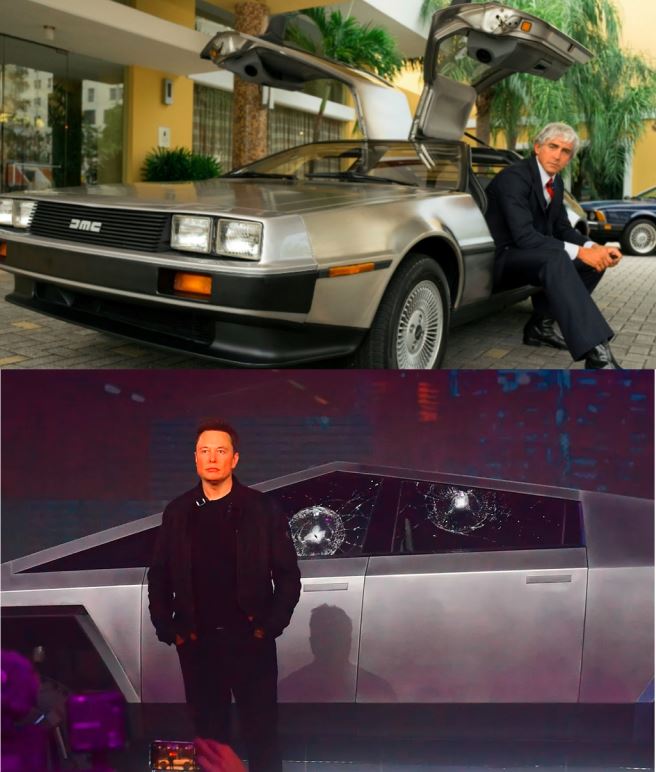 John DeLorean Elon Musk Tesla Truck Blank Meme Template