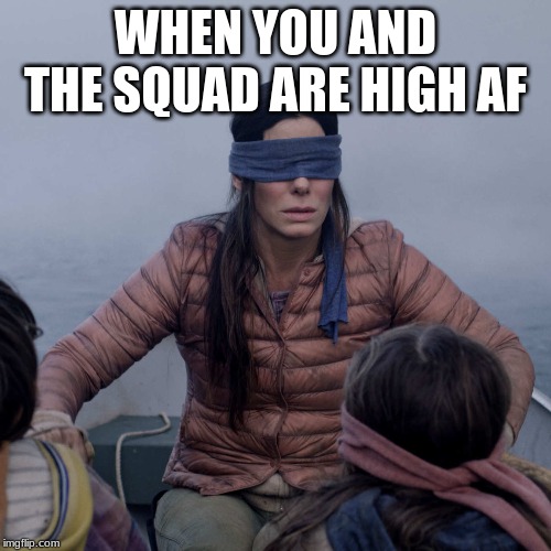 Bird Box Meme | WHEN YOU AND THE SQUAD ARE HIGH AF | image tagged in memes,bird box | made w/ Imgflip meme maker