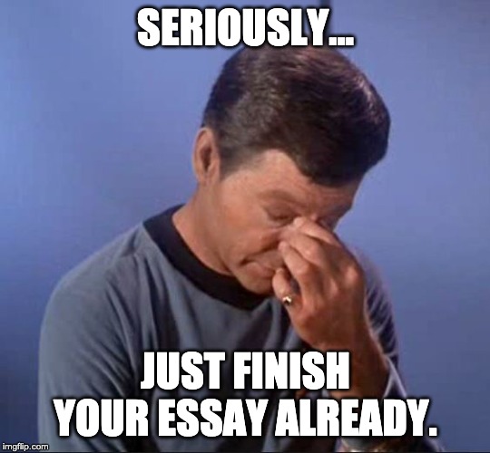 Dammit Jim | SERIOUSLY... JUST FINISH YOUR ESSAY ALREADY. | image tagged in dammit jim | made w/ Imgflip meme maker