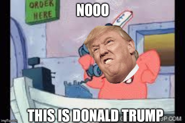 no this is patrick | NOOO; THIS IS DONALD TRUMP | image tagged in no this is patrick | made w/ Imgflip meme maker