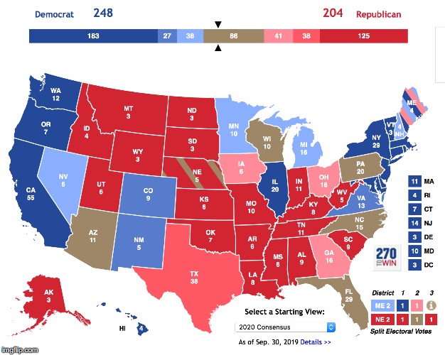 Current Political Standings by state (according to 270towin.com) - Imgflip