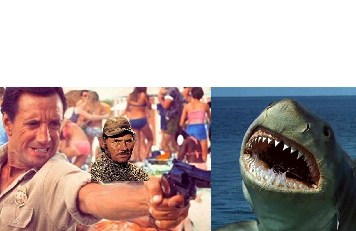 High Quality Roy Scheider Pointing at Jaws Blank Meme Template