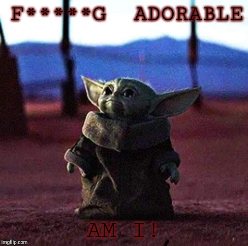 Baby Yoda | F*****G  ADORABLE; AM I! | image tagged in baby yoda | made w/ Imgflip meme maker