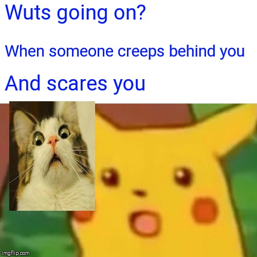 Scared pikachu wut | Wuts going on? When someone creeps behind you; And scares you | image tagged in blank template | made w/ Imgflip meme maker