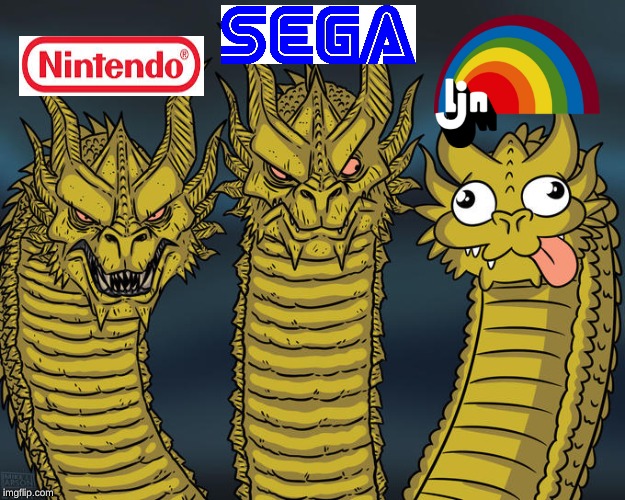 80's game wars were like: | image tagged in three-headed dragon,memes,nintendo,sega,ljn | made w/ Imgflip meme maker