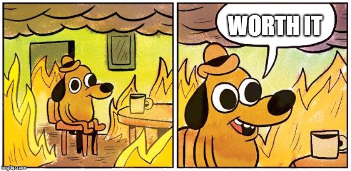 This is Fine (Blank) | WORTH IT | image tagged in this is fine blank | made w/ Imgflip meme maker