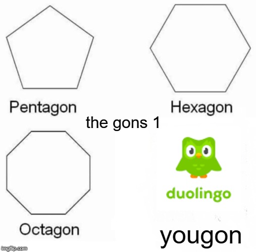 Pentagon Hexagon Octagon | the gons 1; yougon | image tagged in memes,pentagon hexagon octagon | made w/ Imgflip meme maker