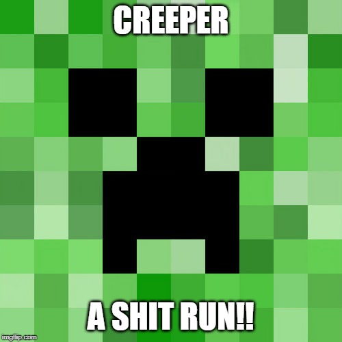 Scumbag Minecraft | CREEPER; A SHIT RUN!! | image tagged in memes,scumbag minecraft | made w/ Imgflip meme maker