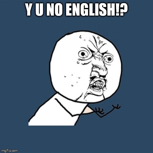 Y U No Meme | Y U NO ENGLISH!? | image tagged in memes,y u no | made w/ Imgflip meme maker