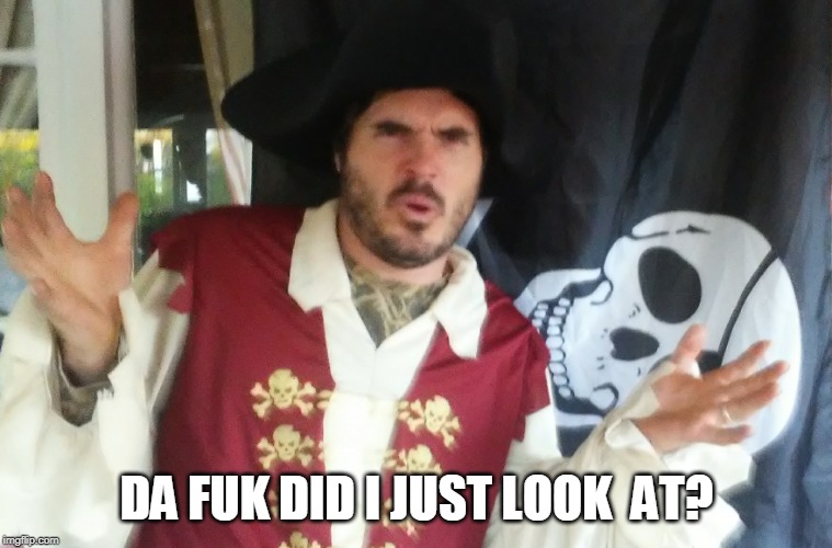 WTF PIRATE | DA FUK DID I JUST LOOK  AT? | image tagged in wtf pirate | made w/ Imgflip meme maker