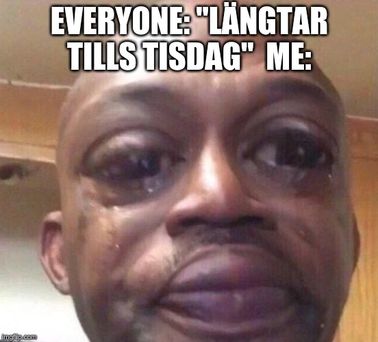 EVERYONE: "LÄNGTAR TILLS TISDAG"  ME: | made w/ Imgflip meme maker