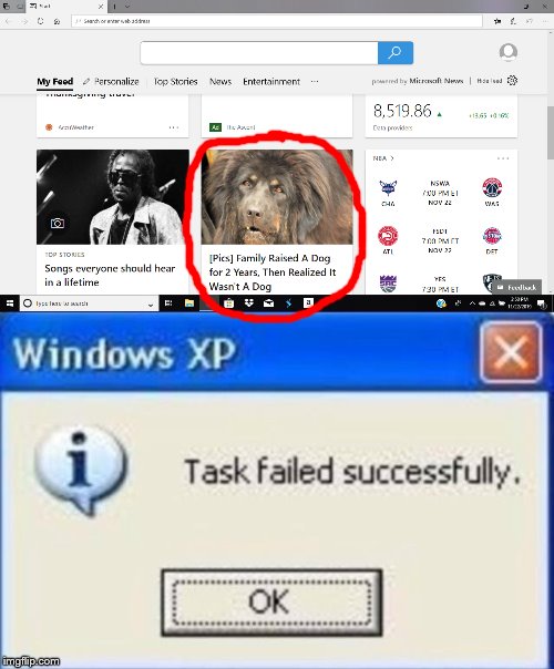 Oh No | image tagged in task failed successfully,lion,dog,raise,oh no | made w/ Imgflip meme maker