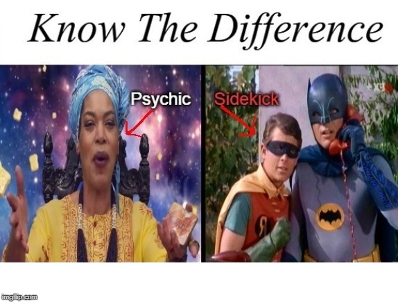 Know the Difference Psychic and Side Kick | COVELL BELLAMY III | image tagged in know the difference psychic and side kick | made w/ Imgflip meme maker