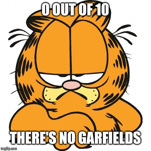 Garfield | 0 OUT OF 10 THERE'S NO GARFIELDS | image tagged in garfield | made w/ Imgflip meme maker