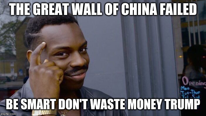 Roll Safe Think About It Meme | THE GREAT WALL OF CHINA FAILED; BE SMART DON'T WASTE MONEY TRUMP | image tagged in memes,roll safe think about it | made w/ Imgflip meme maker