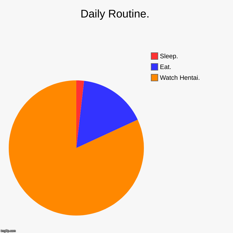 Daily Routine. | Watch Hentai., Eat., Sleep. | image tagged in charts,pie charts | made w/ Imgflip chart maker