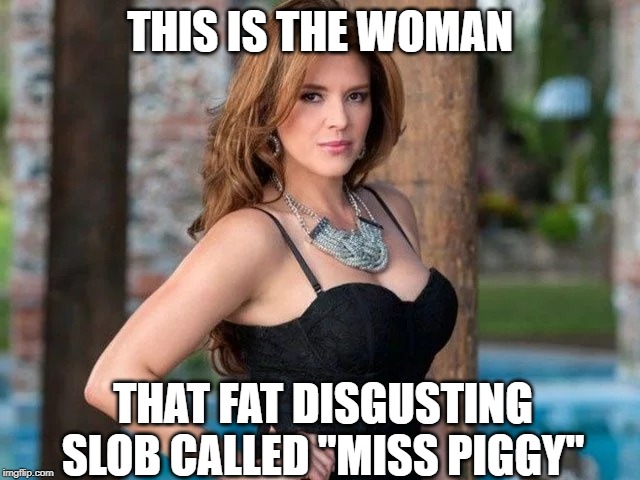 THIS IS THE WOMAN THAT FAT DISGUSTING SLOB CALLED "MISS PIGGY" | made w/ Imgflip meme maker