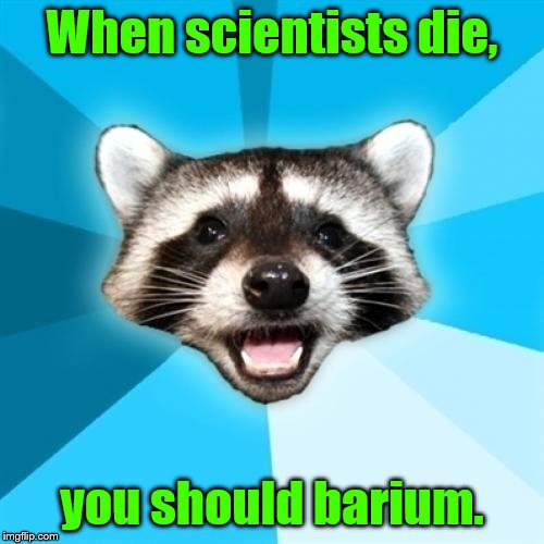 Lame Pun Coon Meme | When scientists die, you should barium. | image tagged in memes,lame pun coon | made w/ Imgflip meme maker