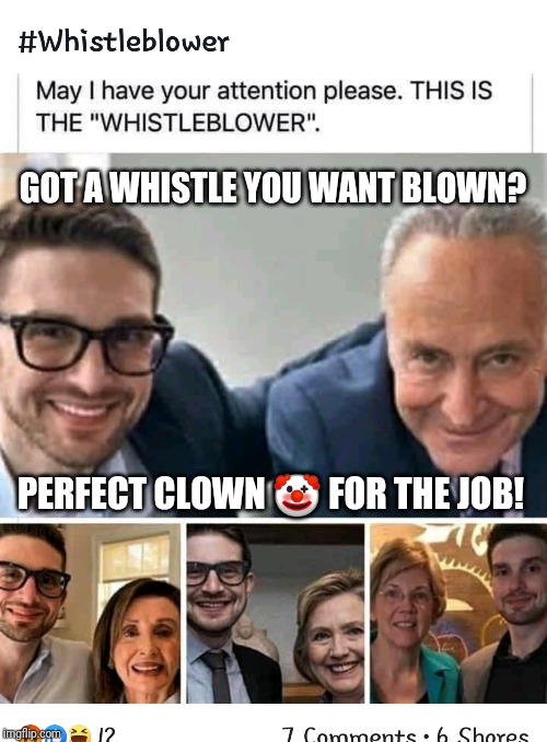 CIA Whizzler Blower | GOT A WHISTLE YOU WANT BLOWN? PERFECT CLOWN 🤡 FOR THE JOB! | image tagged in whistleblower,peewee herman secret word of the day,cia,treason,gitmo,the great awakening | made w/ Imgflip meme maker