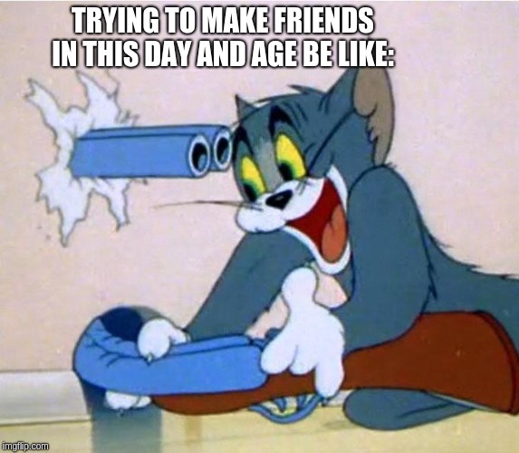 tom shotgun | TRYING TO MAKE FRIENDS IN THIS DAY AND AGE BE LIKE: | image tagged in tom shotgun | made w/ Imgflip meme maker