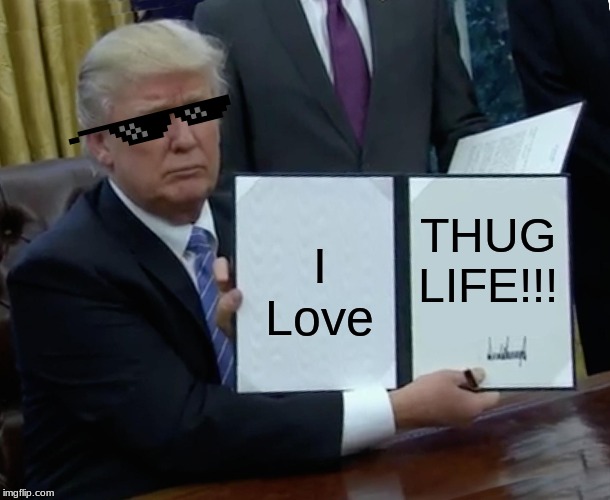 Trump Bill Signing | THUG LIFE!!! I Love | image tagged in memes,trump bill signing | made w/ Imgflip meme maker