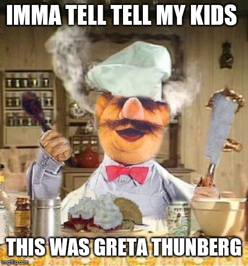 IMMA TELL TELL MY KIDS; THIS WAS GRETA THUNBERG | image tagged in greta thunberg,swedish chef | made w/ Imgflip meme maker